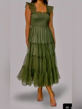 Sage Green Baltic Born Smocked Tulle Dress